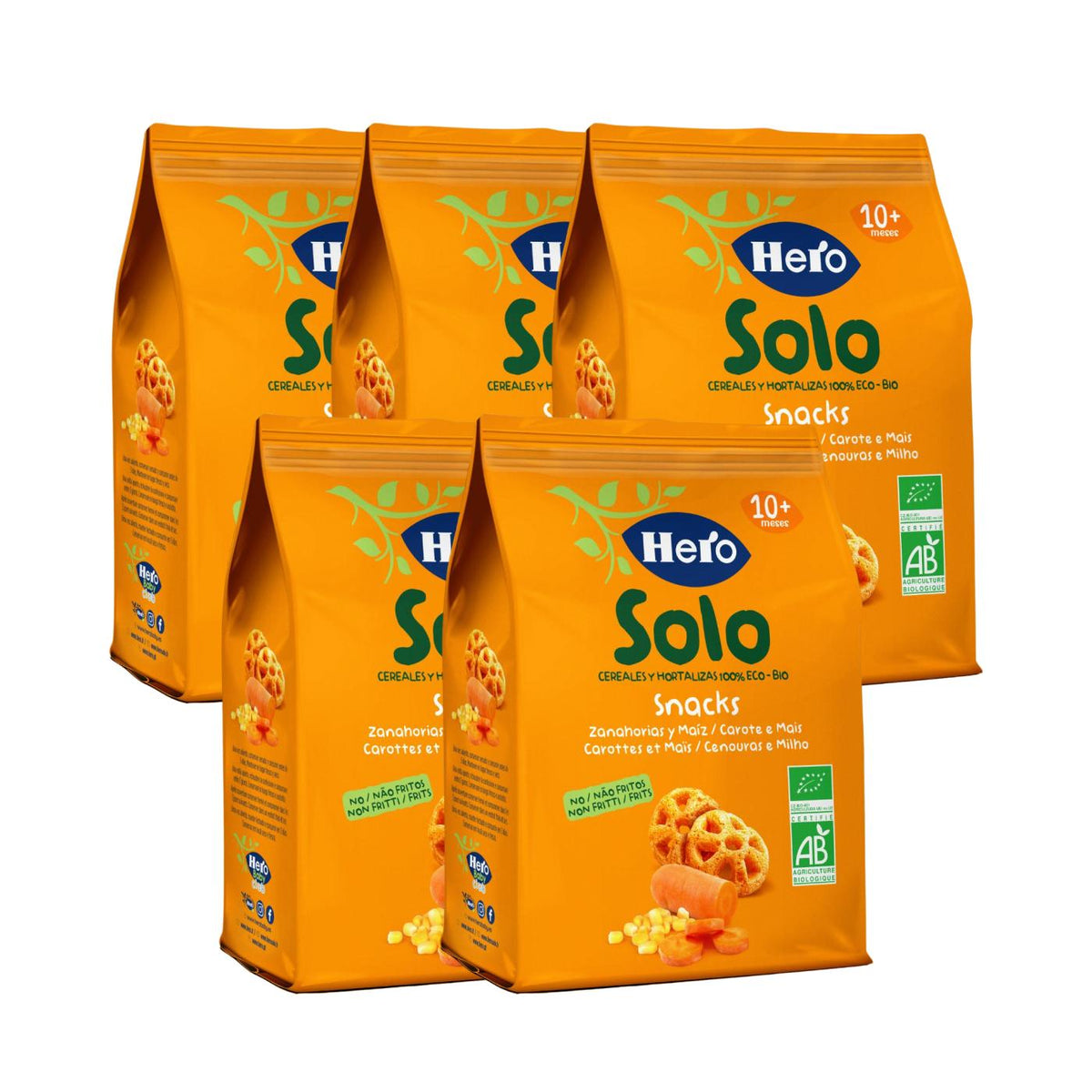 Pack x5 Snacks de Zanahorias y Maíz Eco 40 g-Hero Solo