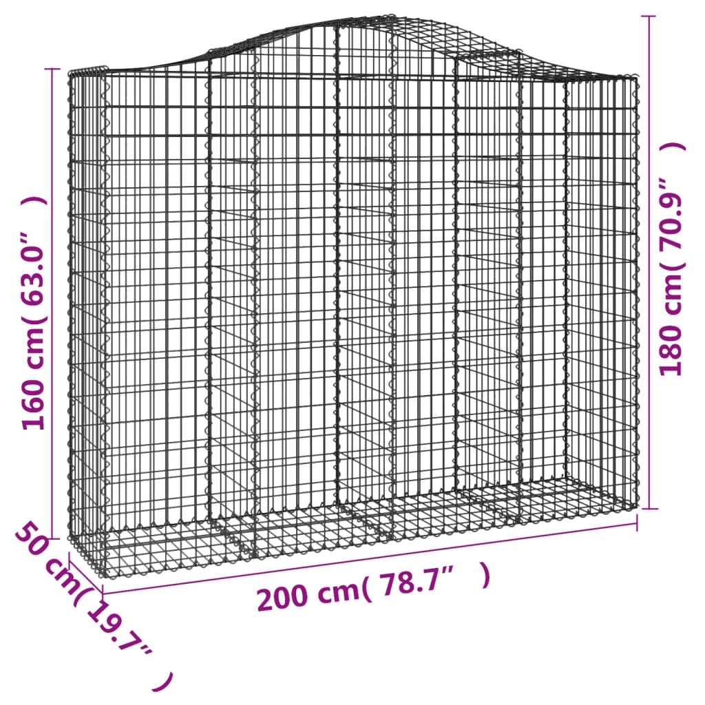 Cestas De Gaviones 4 Uds Forma De Arco Hierro 200x50x160/180 Cm_5