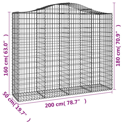 Cestas De Gaviones 4 Uds Forma De Arco Hierro 200x50x160/180 Cm_5