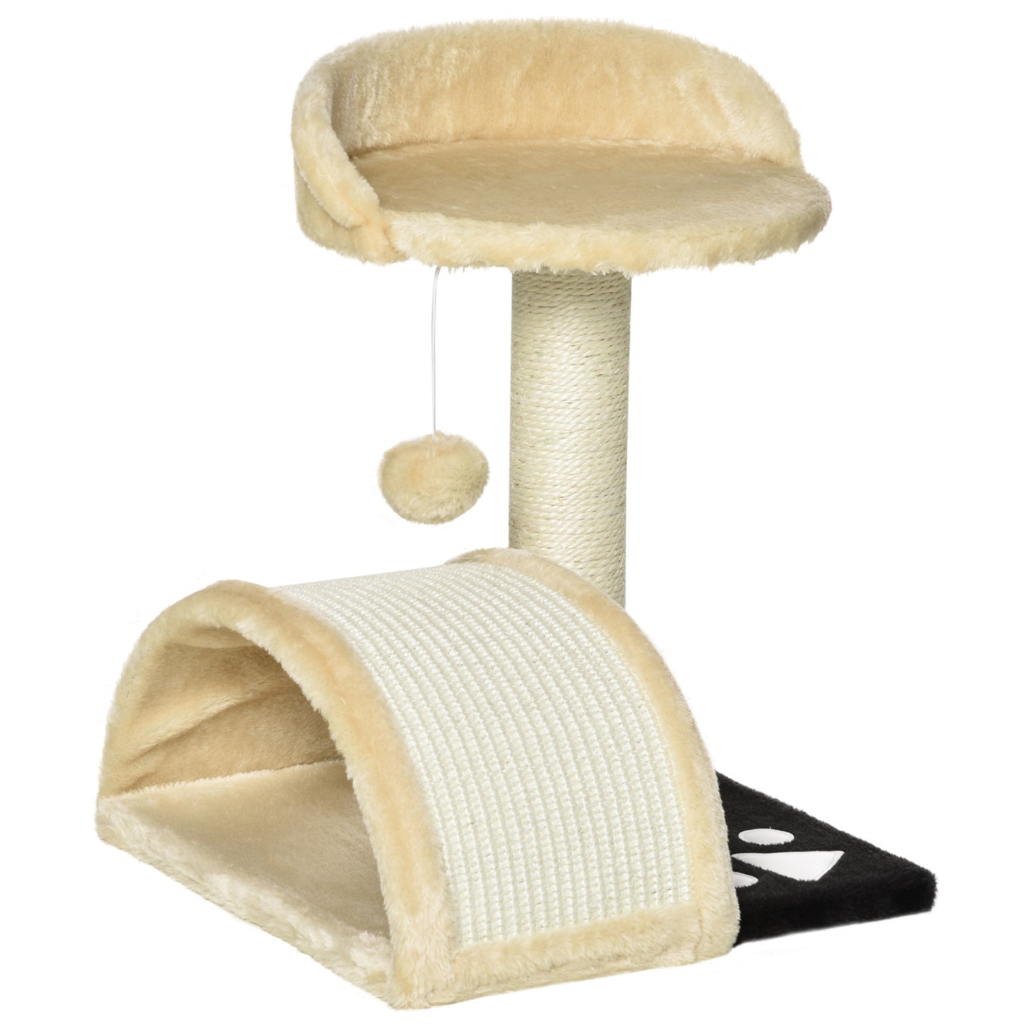 Pawhut Árbol Rascador Para Gatos 2 Niveles Con Poste Tablero Para Rascar Beige_0