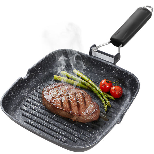 Briebe Grill Asador, Inducción, Antiadherente Titanio 24x24cm Aluminio Fundido Sin Pfoa Mango Plegable, Gp1158, Negro_0
