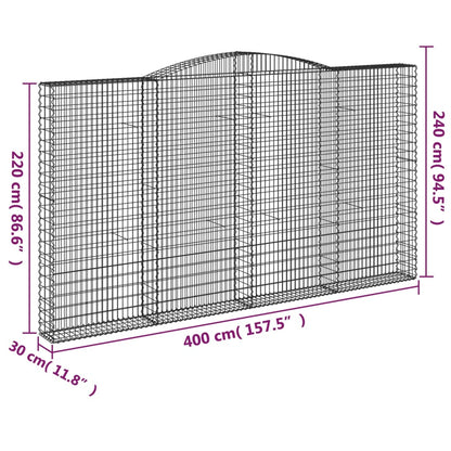 Cestas De Gaviones 4 Uds Forma De Arco Hierro 400x30x220/240 Cm_5