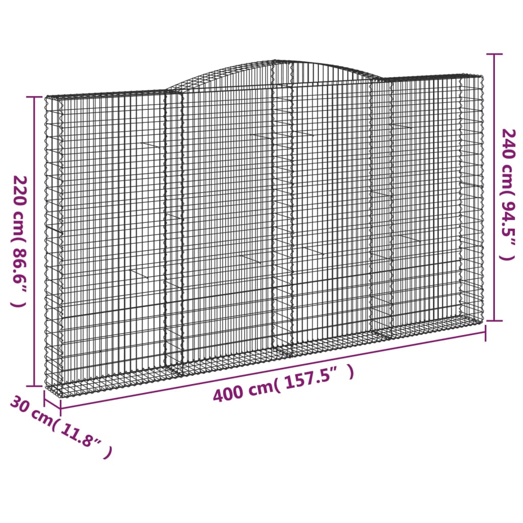Cestas De Gaviones 15 Uds Forma De Arco Hierro 400x30x220/240cm_5