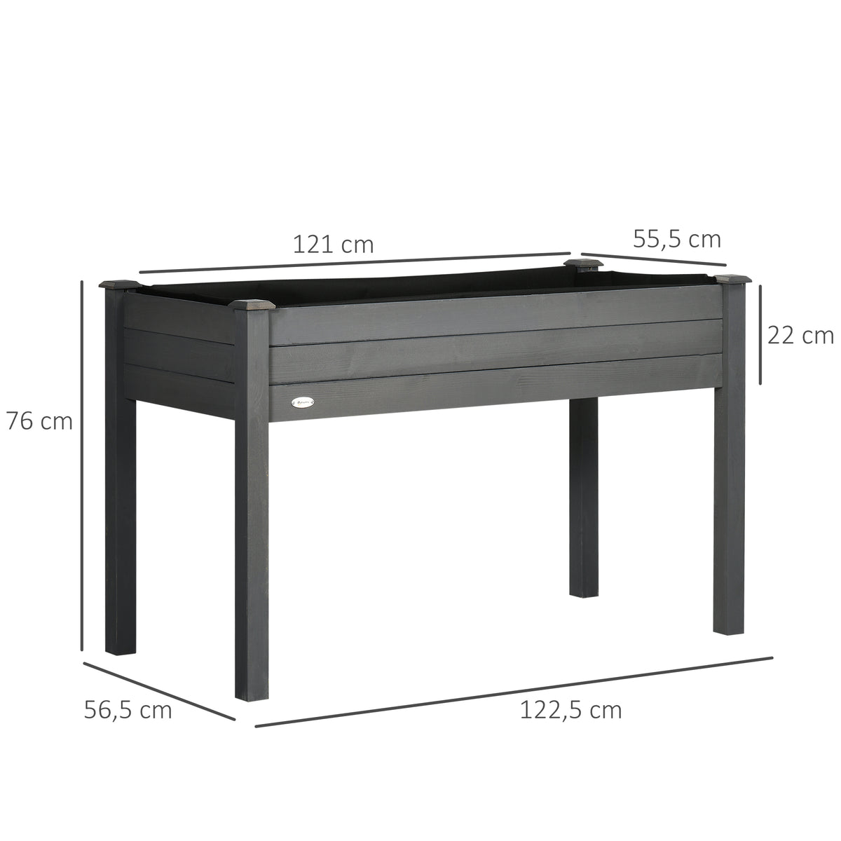 Outsunny Huerto Urbano Elevado De Madera 122,5x56,5x76 Cm Para Cultivos Gris_2