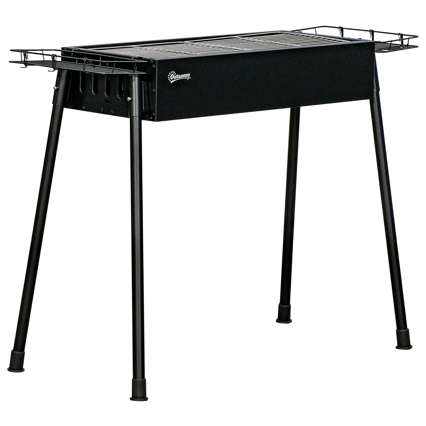 Outsunny Barbacoa De Carbón Con 2 Parrillas De Acero Inoxidable 94x39x70cm Negro_0