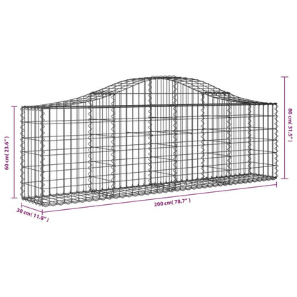Cestas De Gaviones 18 Uds Forma De Arco Hierro 200x30x60/80 Cm_5