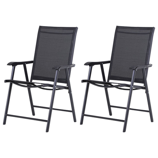 Conjunto De 2 Sillas Plegables Outsunny Negro 58x64x94 Cm_0