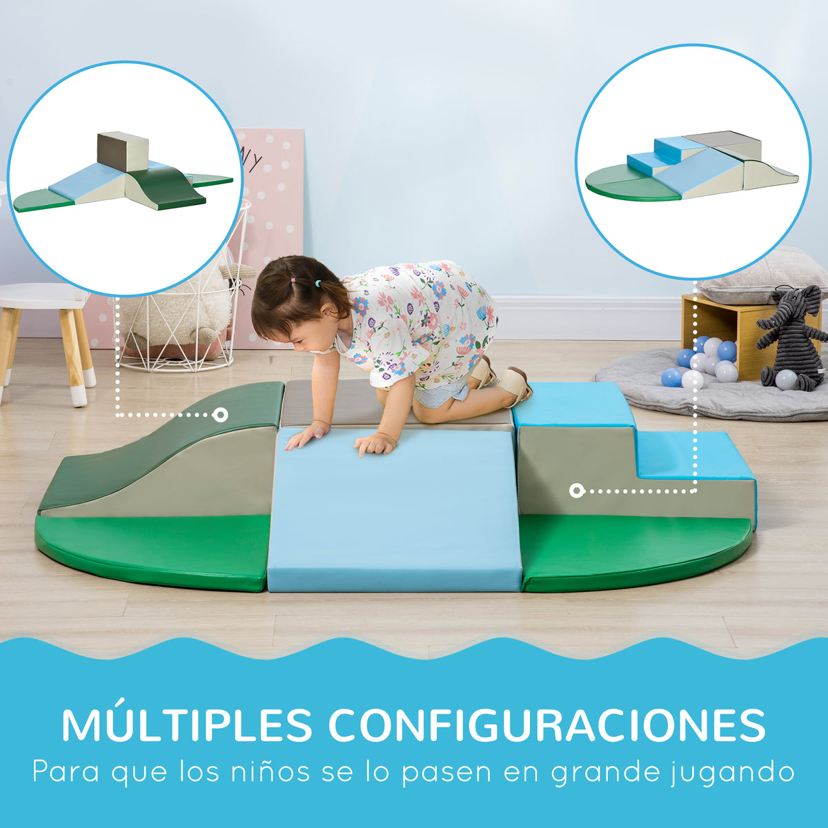 Homcom Juego De 6 Bloques De Espuma Para Niños De 12-36 Meses 150x100x24 Cm_5