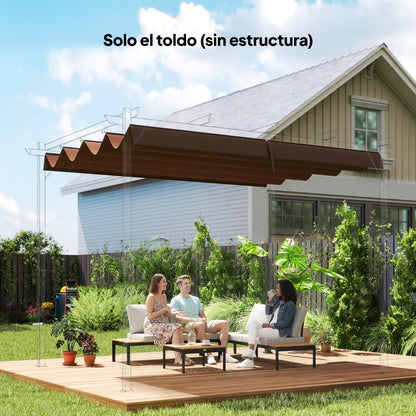 Outsunny Techo De Pérgola Retráctil 3x2,5 M Para Marco De Pérgola De 3x2 M Café_1