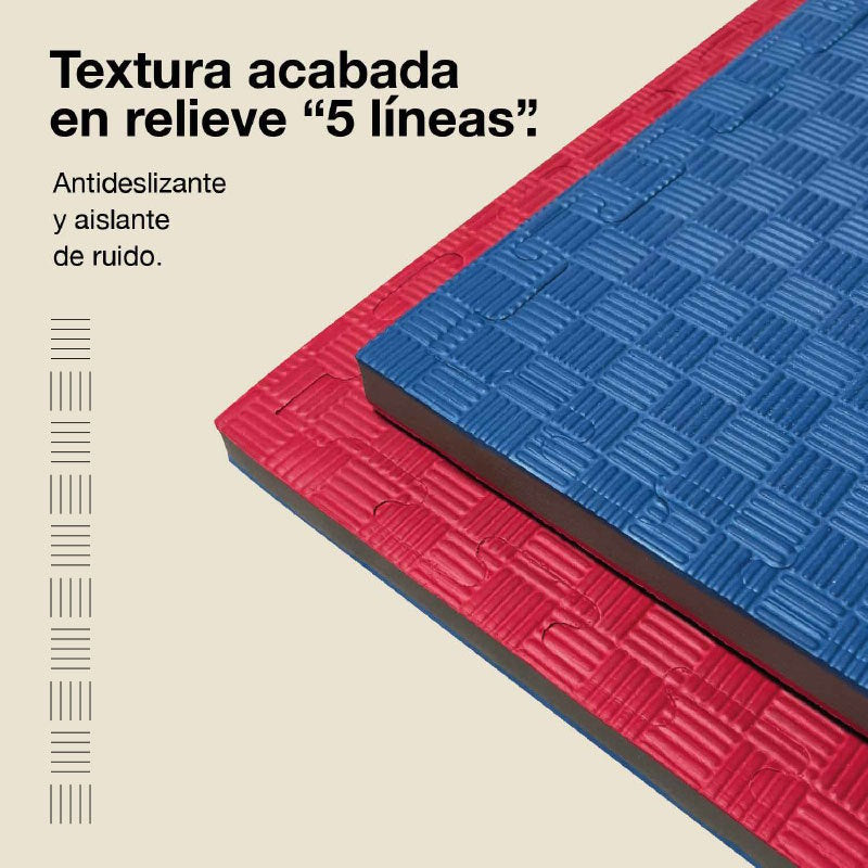 Jowy Tatami Puzzle 2,5cm 100x100cm, Pack 4 Unidades – Alta Densidad Azul/rojo_3