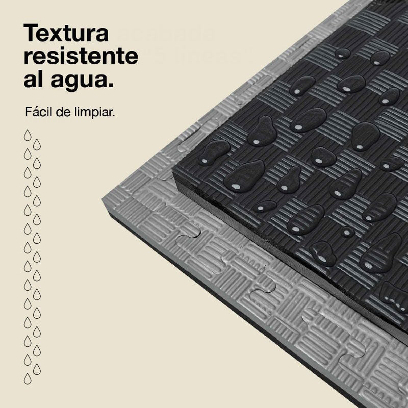 Jowy Tatami Puzzle 2,5cm 100x100cm, Pack 4 Unidades – Superficie 5 Líneas Gris/negro_4