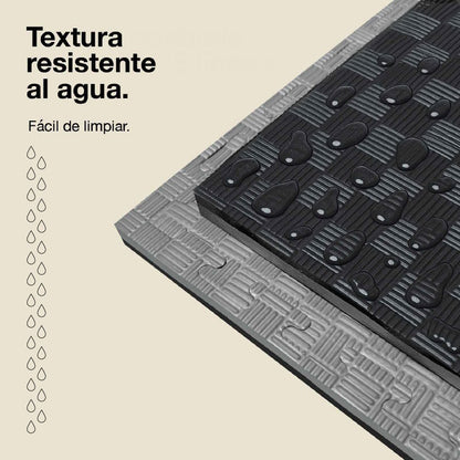 Jowy Tatami Puzzle 2,5cm 100x100cm, Pack 4 Unidades – Superficie 5 Líneas Gris/negro_4