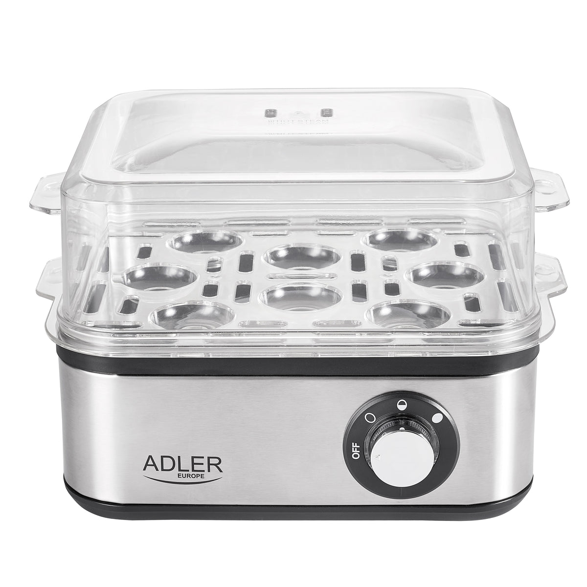 Cuece Huevos Eléctrico, 8 Huevos Cocidos, Ajuste Eléctronico Cocción, Soporte Extraíble, Sin Bpa Adler Ad4486 Plata_1