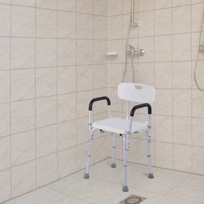 Silla Para Ducha Homcom Aleación De Aluminio Blanco 51,5x51,5x84 Cm_1