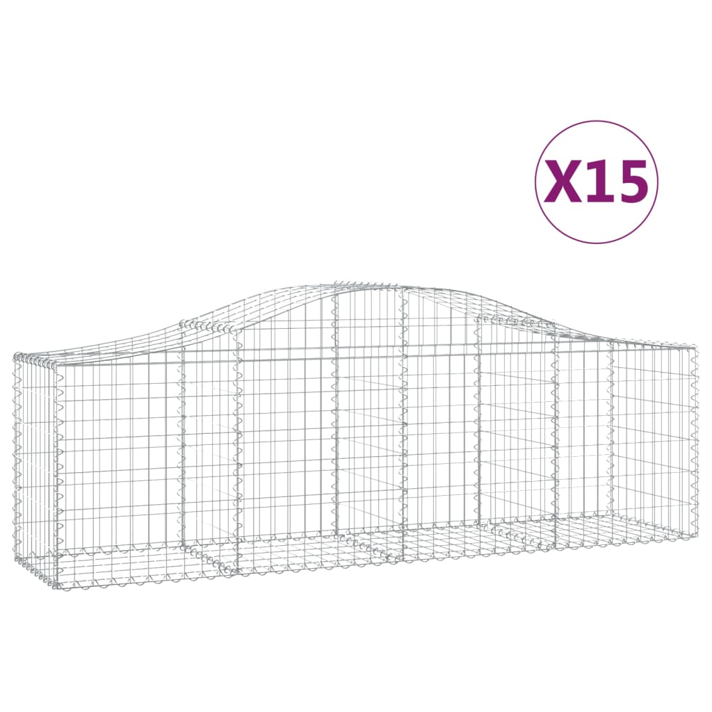 Cestas De Gaviones 15 Uds Forma De Arco Hierro 200x50x60/80 Cm_0