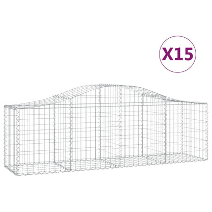 Cestas De Gaviones 15 Uds Forma De Arco Hierro 200x50x60/80 Cm_0