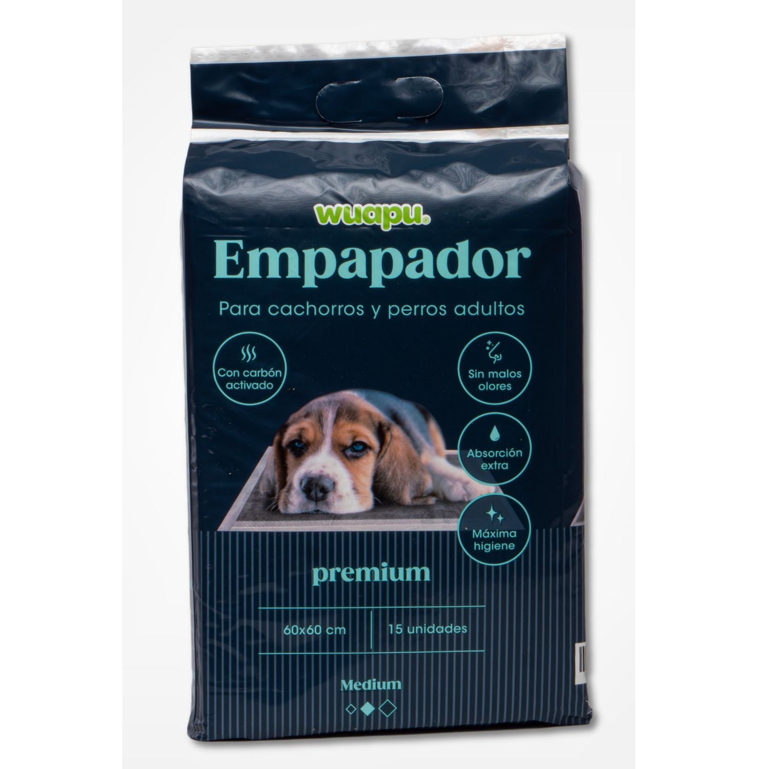 15 Empapadores Con Carbón Activado Para Perro Wuapu, Gran Absorción Sin Olores. Talla M 60x60cm_0