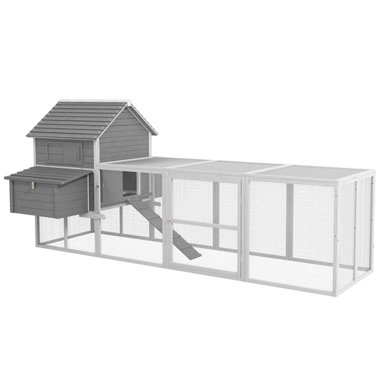 Gallinero Pawhut Madera De Abeto Gris 310.5x149.5x149 Cm_0