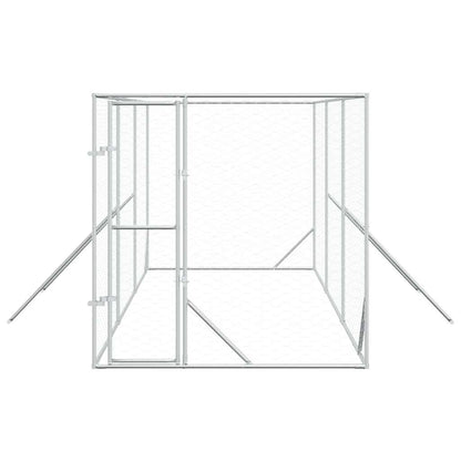 Perrera De Exterior Acero Galvanizado Plateado 2x6x2 M_3