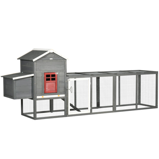 Gallinero Pawhut Madera De Abeto, Metal Gris 300x66x116 Cm_0