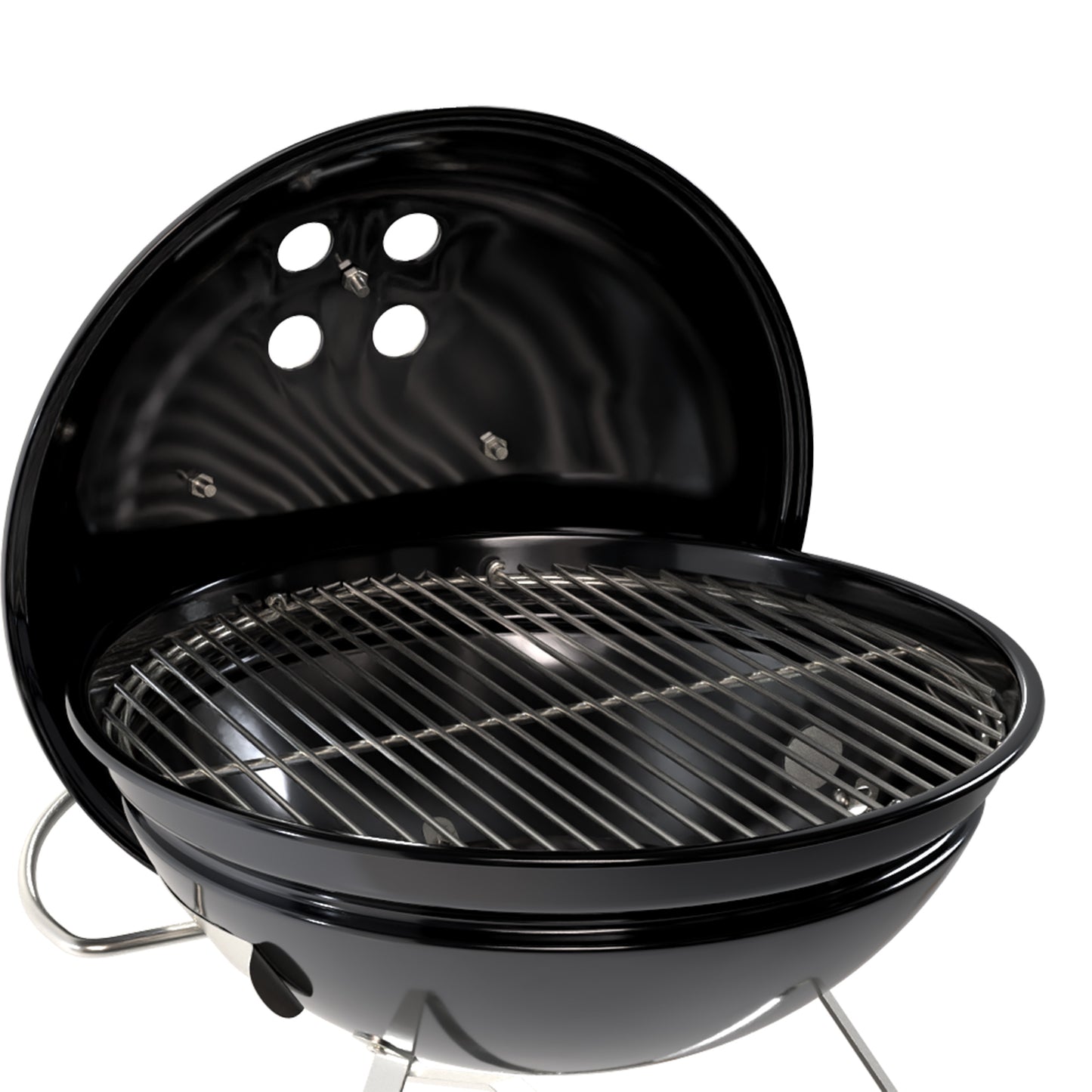 Outsunny Barbacoa De Carbón Portátil Redonda Con Rejilla Tapa Con Soporte Negro_3