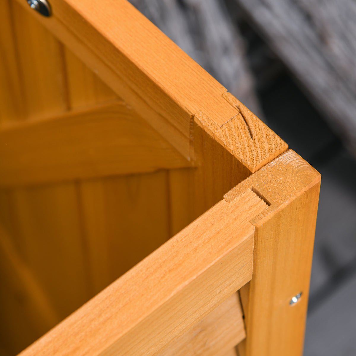 Outsunny Baúl De Madera Exterior Con Tapa Abrible Y Diseño Persiana 127x56x60 Cm_4