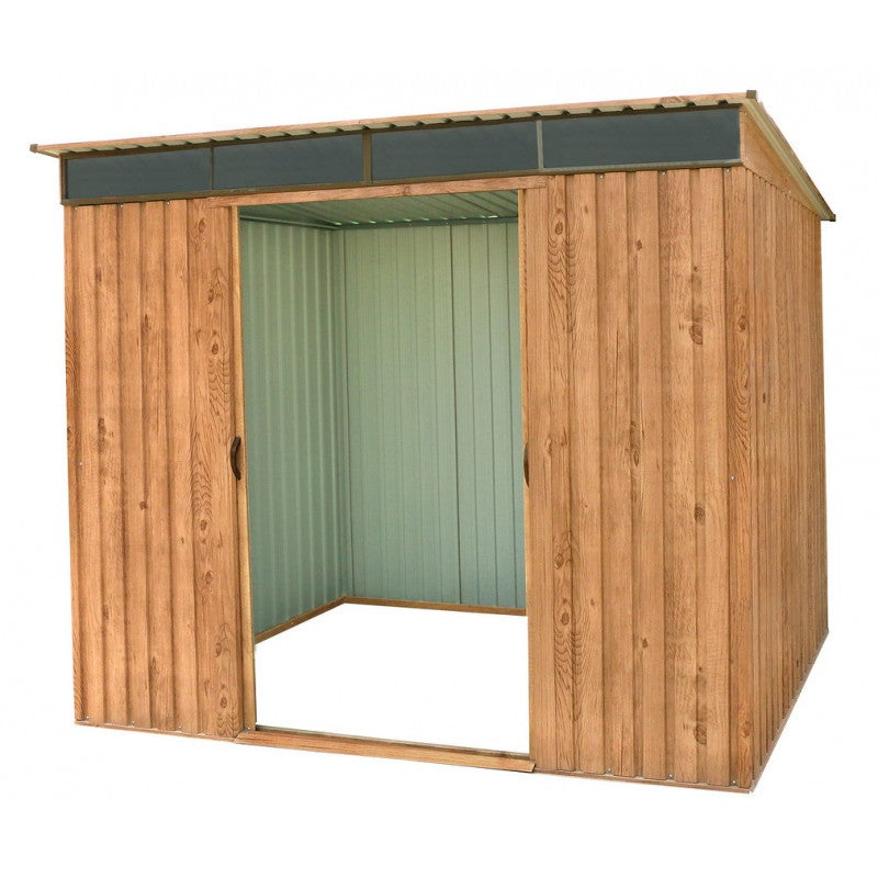 Duramax - Caseta Jardín - Top Shed Pentroof 8x6 - Metal - Color Imitación Madera_1