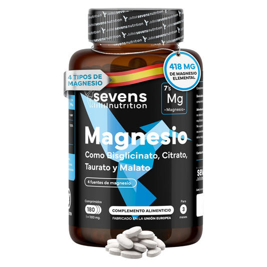 Magnesio Complex Bisglicinato Citrato Taurato y Malato Sevens Nutrition 180 cápsulas