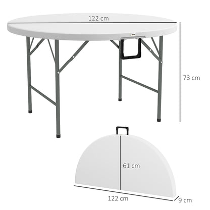 Mesa De Jardín Outsunny Acero, Hdpe Blanco 122x122x73 Cm_2