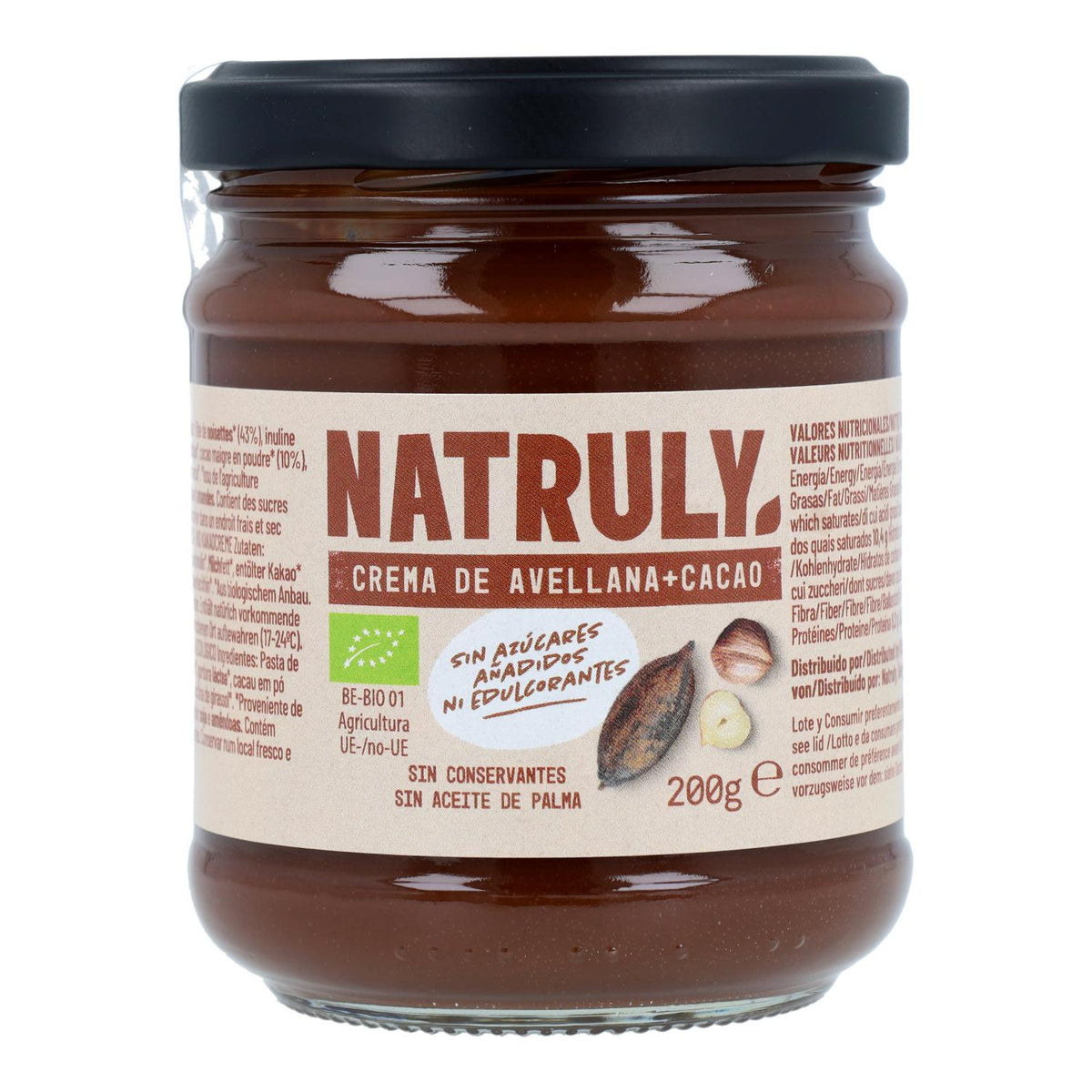 Crema BIO de Cacao y Avellanas Natruly 200 g