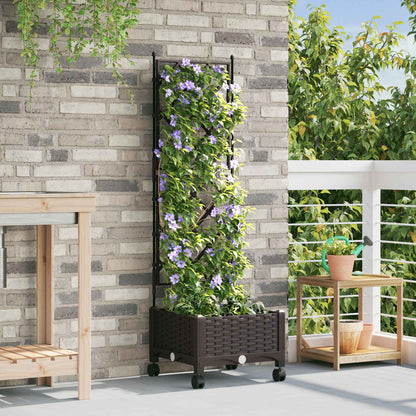 Jardinera Con Enrejado Y Ruedas Marrón 40 X 40 X 131,5 Cm Pp_1