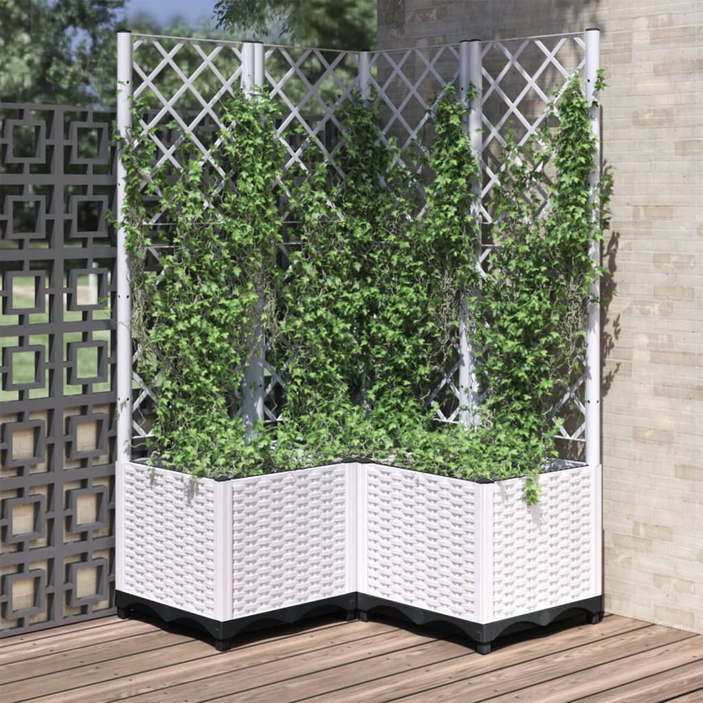 Jardinera Con Enrejado Pp Blanco 80x80x136 Cm_1