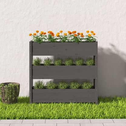 Jardinera De Madera Maciza De Pino Gris 112x25x104,5 Cm_2