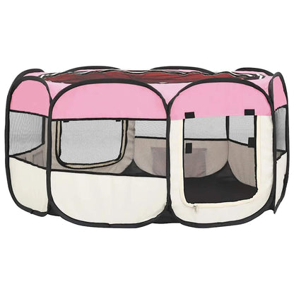 Parque De Perros Plegable Y Bolsa Transporte Rosa 145x145x61cm_4