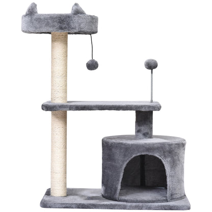 Árbol Rascador Para Gatos Con Cama Plataforma Refugio Poste 60x40x81 Cm Gris_4