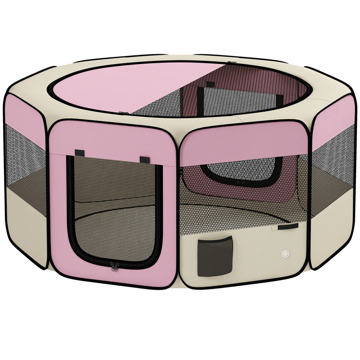 Pawhut Parque Para Mascotas Plegable 120x120x58 Cm Impermeable Tela Oxford Rosa_0