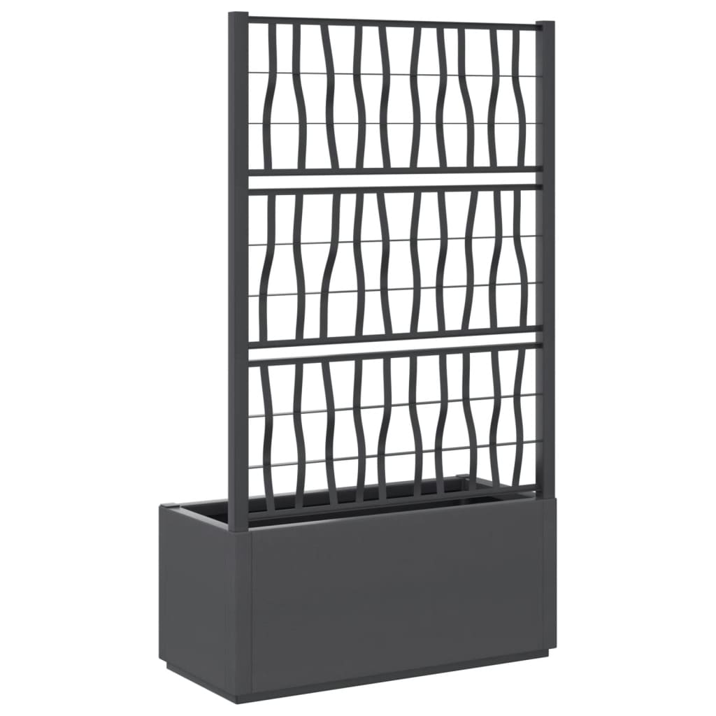 Jardinera Con Enrejado Pp Gris Oscuro 80x36x140 Cm_4