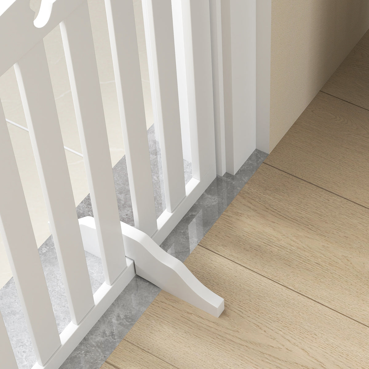 Pawhut Barrera De Seguridad Para Perros Plegable Con Pies Extraíbles Blanco_4