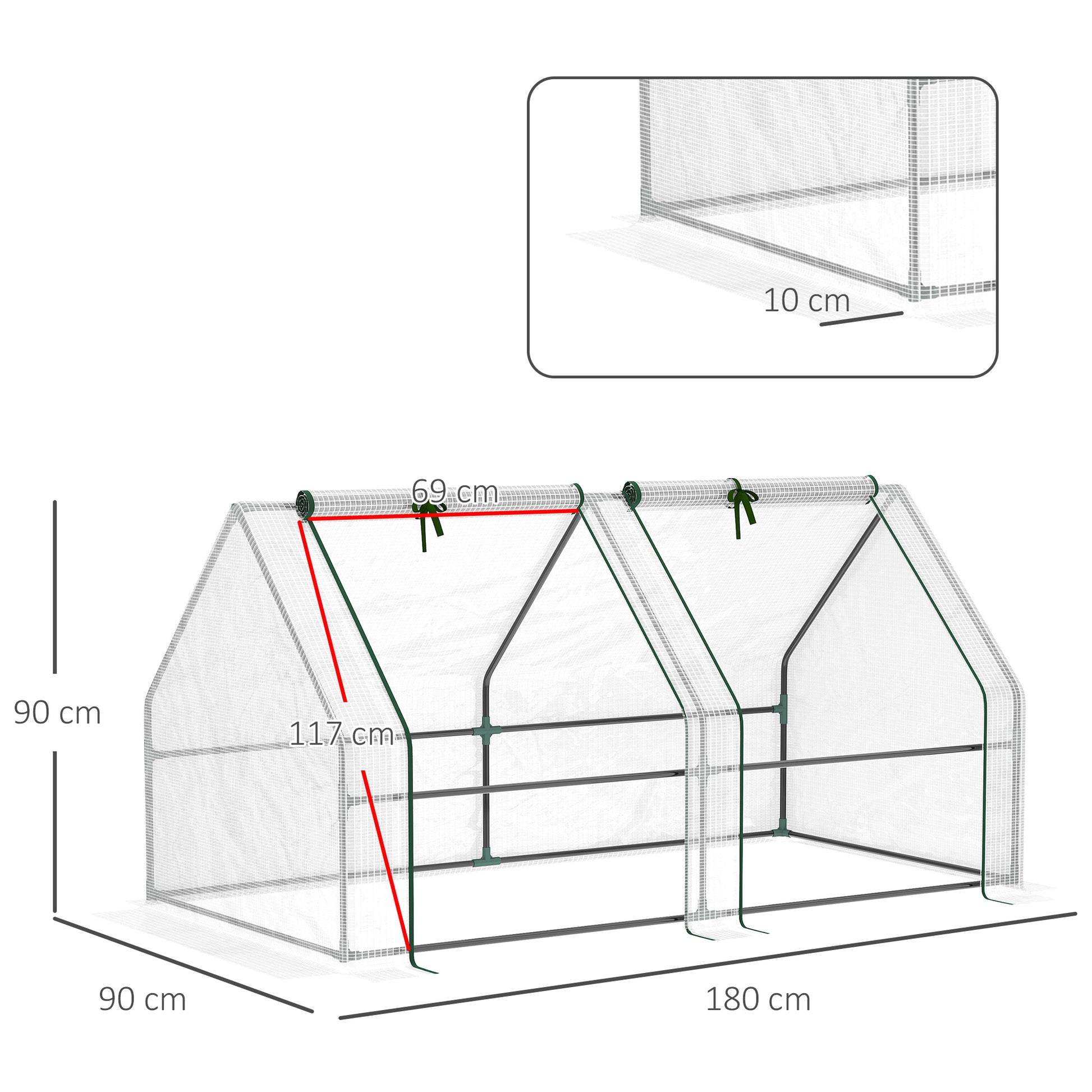 Outsunny Mini Invernadero De Jardín Terraza 180x90x90 Cm Tubo De Acero Blanco_2