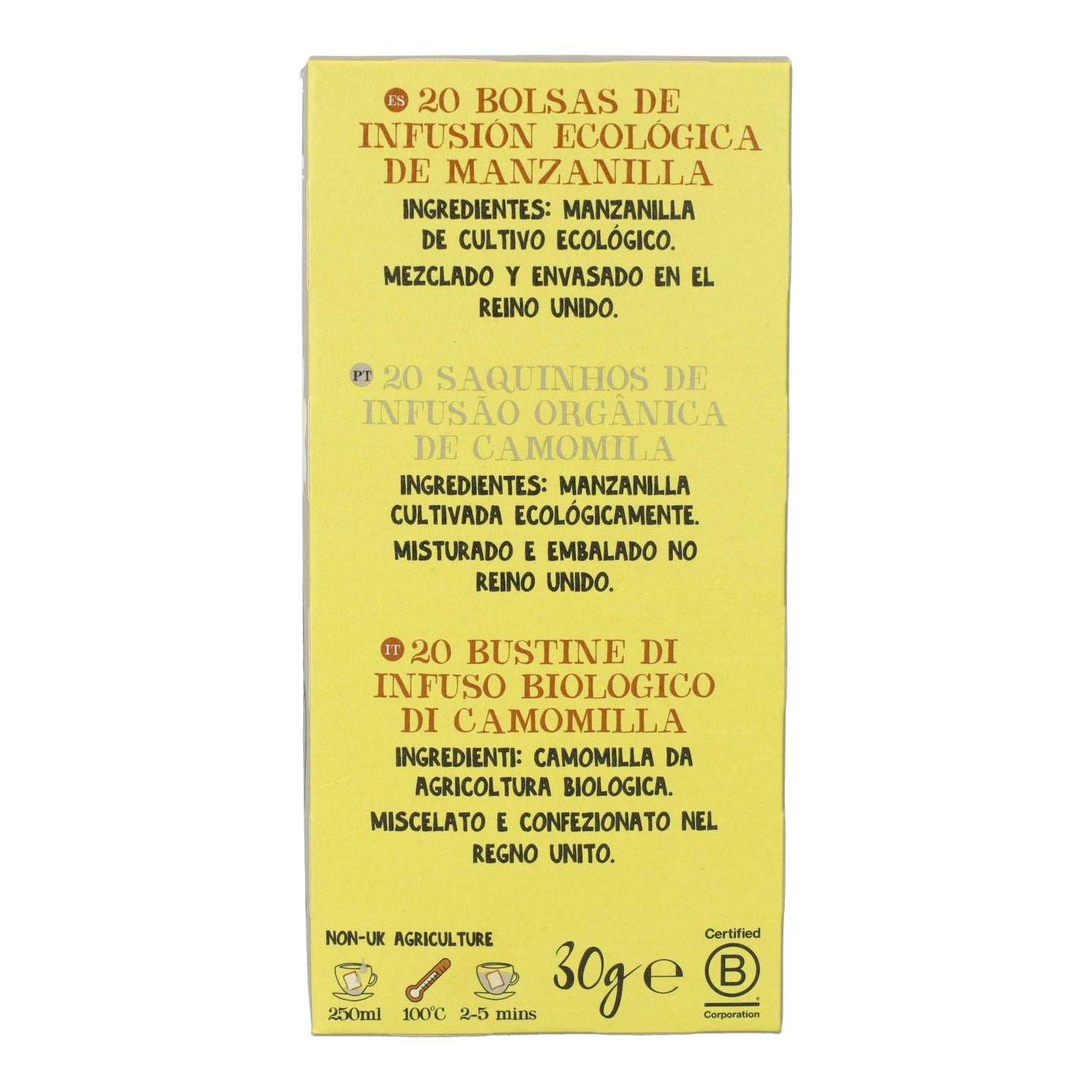Infusión de Manzanilla Bio Cupper 20 bolsitas