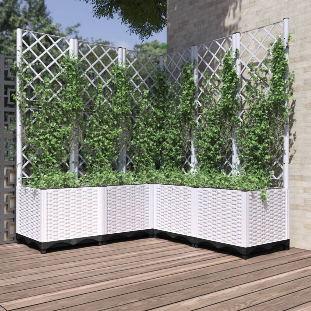 Jardinera Con Enrejado Pp Blanco 120x120x136 Cm_1
