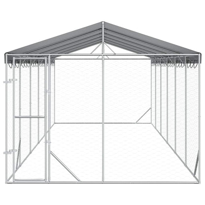 Perrera De Exterior Con Techo Acero Galvanizado Plata 3x9x2,5 M_3