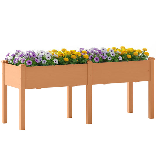 Huerto Urbano Elevado Outsunny Madera De Abeto Marrón 184x59x76.5 Cm_0