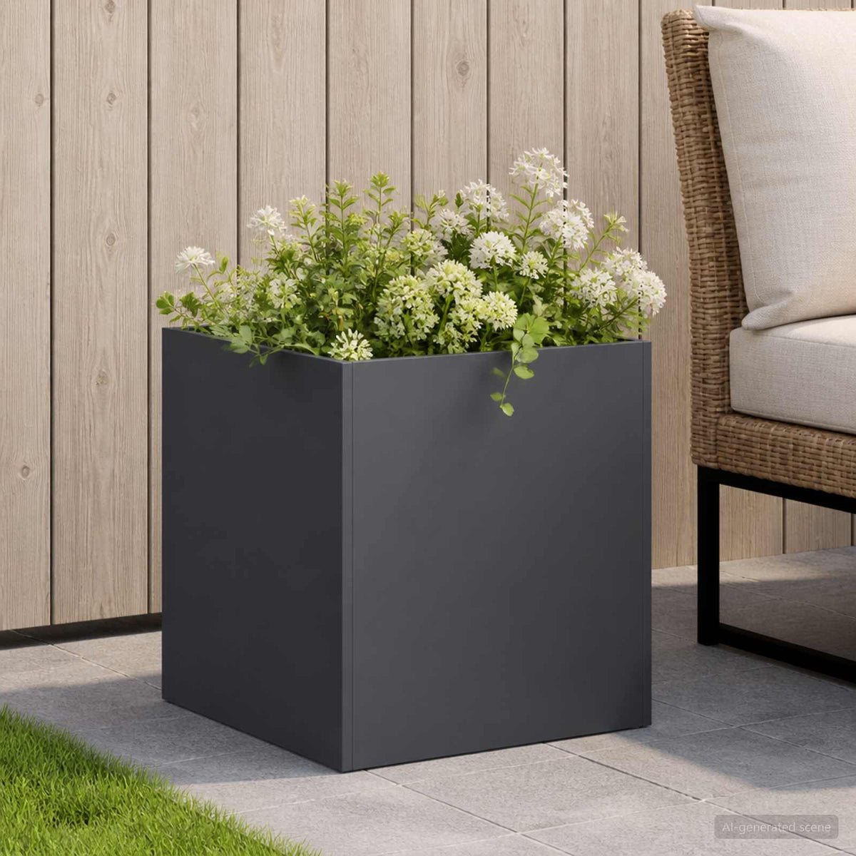 Macetero De Jardín Gris Antracita 20 X 20 X 20 Cm_1