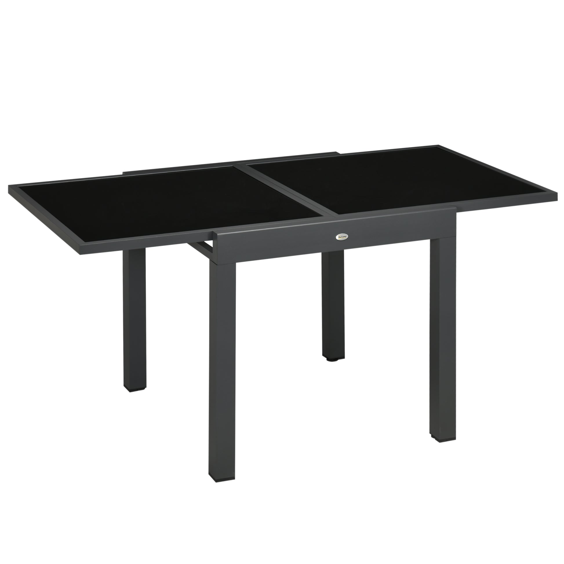 Outsunny Mesa De Jardín Extensible De Aluminio Tablero De Vidrio 80-160x80x75 Cm_0