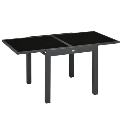 Outsunny Mesa De Jardín Extensible De Aluminio Tablero De Vidrio 80-160x80x75 Cm_0