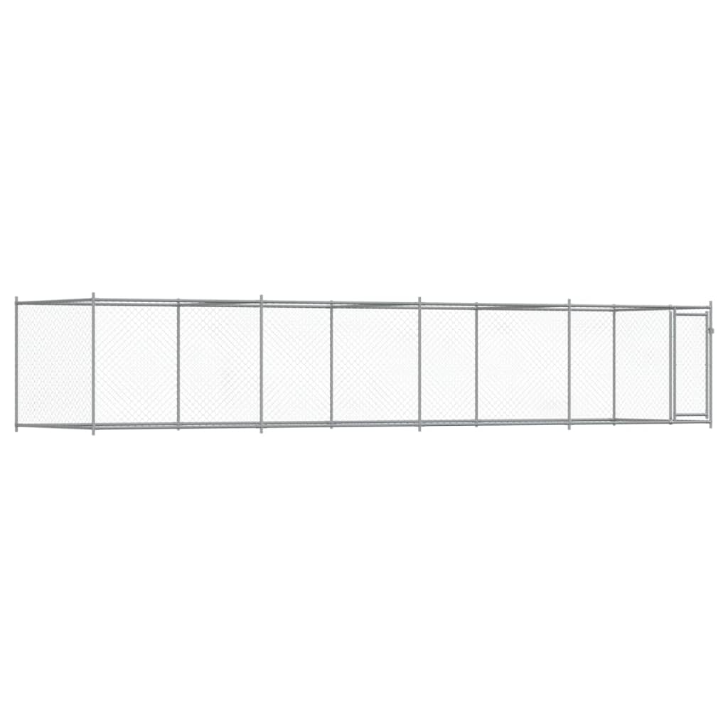 Jaula De Perros Con Puerta Acero Galvanizado Gris 8x2x1,5 M_0