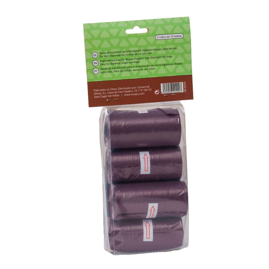 Pack 4 Rollos Color Marrón De Bolsas Higiénicas Recoge Excrementos De Perro. Rollos De 15 Bolsas_1