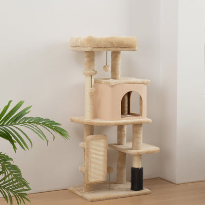 Pawhut Árbol Rascador Para Gatos Altura 104 Cm Con Almohadilla Para Rascar Beige_1