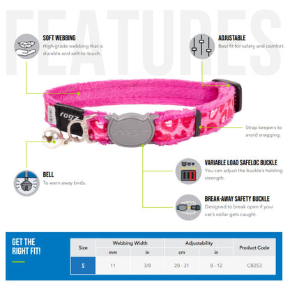 Collar Para Gato Fashioncat Estampado Rosa Rogz Ajustable 20-31cm_2